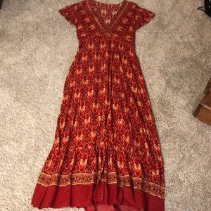 Red paisley maxi dress size SMALL